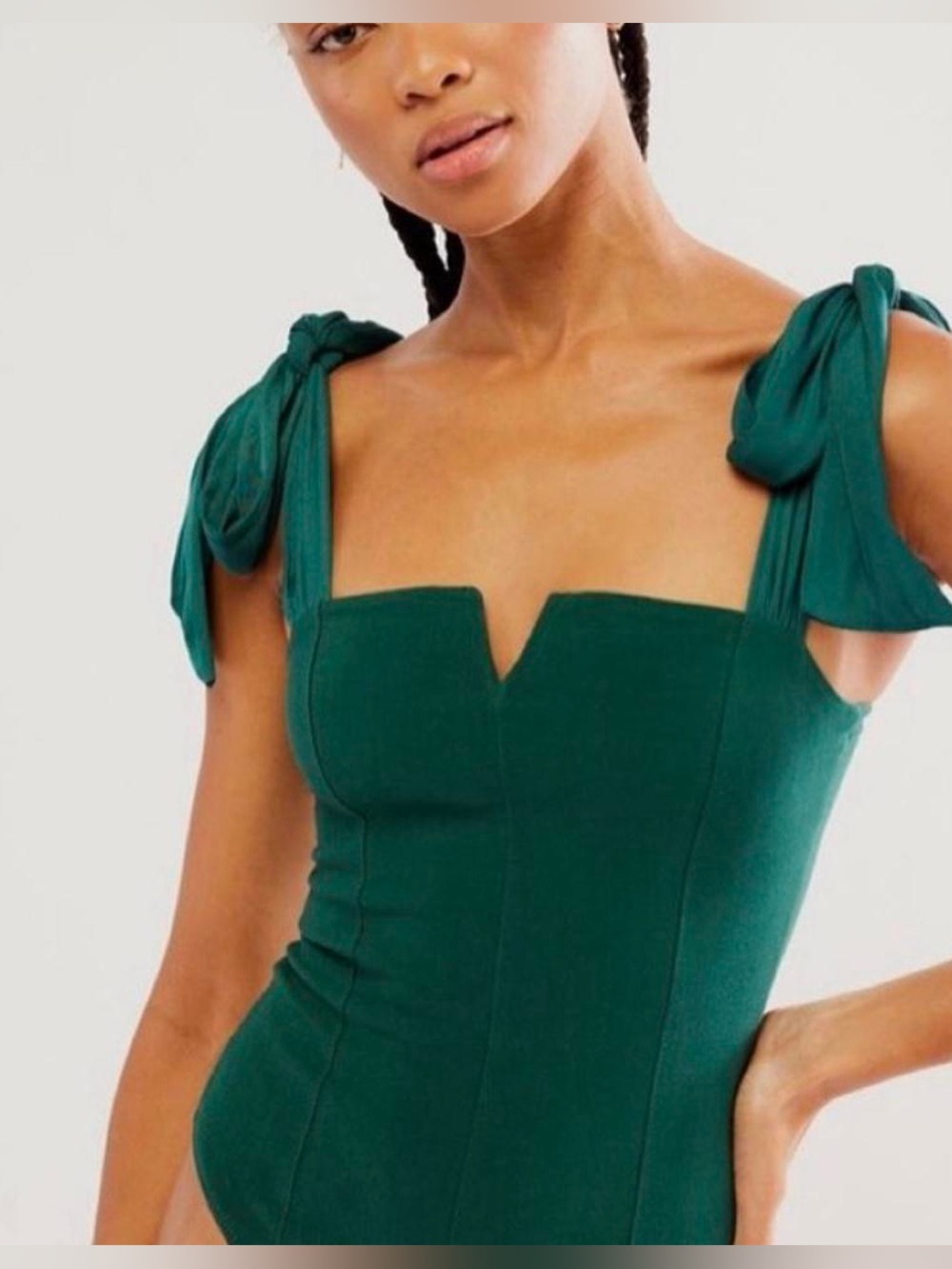 Free People Intimately Green Tie Body Suit Sz S Holiday Dressy